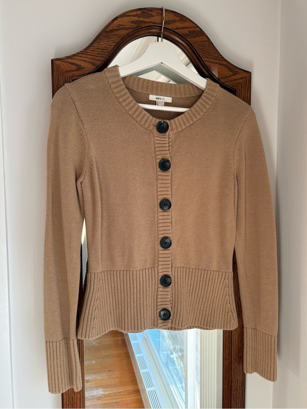 RW&CO Tan Button-Front Cotton Cardigan